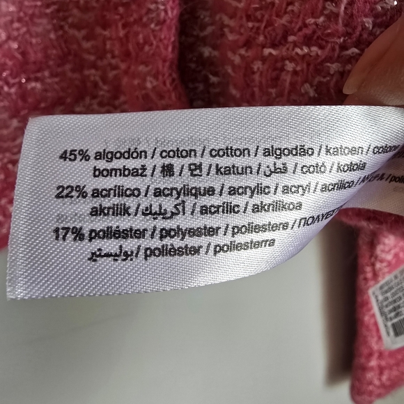 ZARA, New, Pink Tweed Texutred Weave Knit Cropped Blogger Fav Cardigan SZ XL - Picture 13 of 15